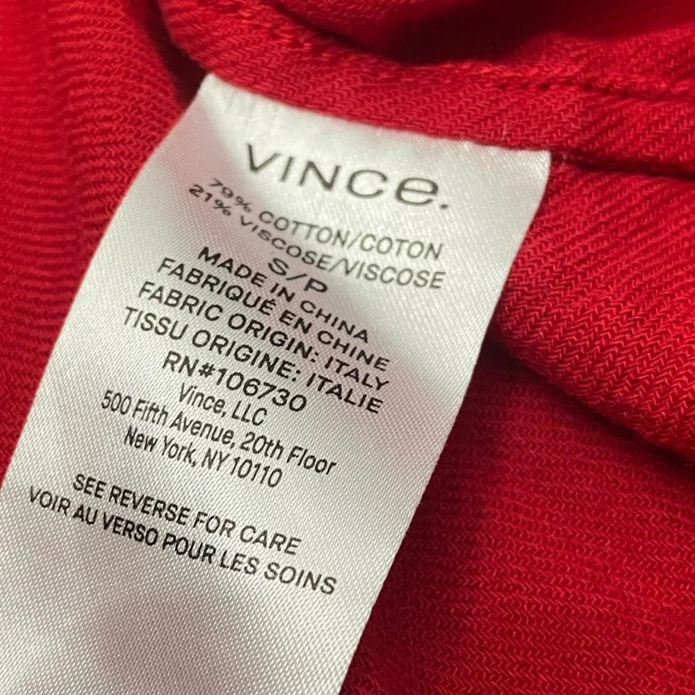 Vince Red Band Collar Oversized Blouse Shirt 21731 - Picture 6 of 9